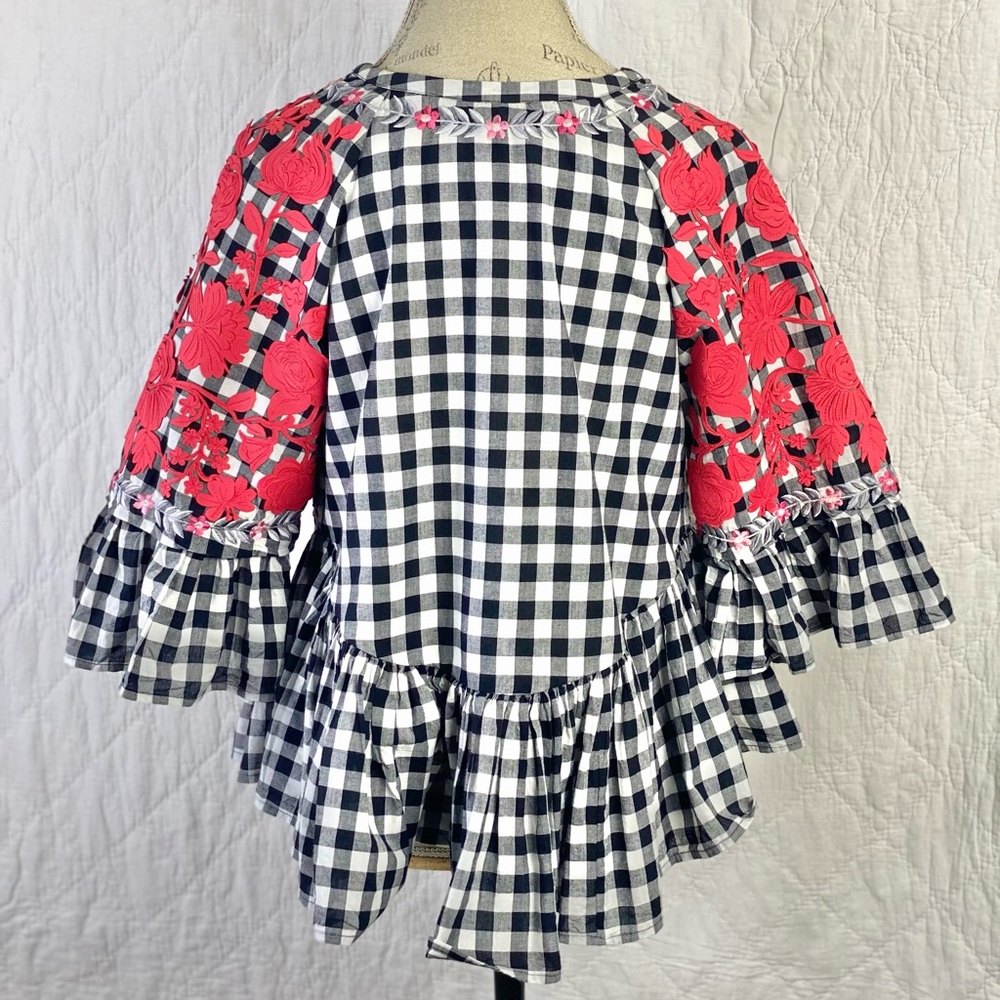 Anthropologie Pankaj & Nidhi Blouse Floral Embroidered - Picture 4 of 11
